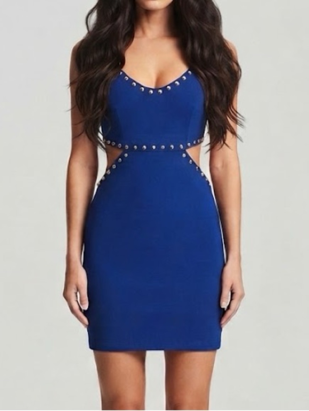 Lovers + Friends Royal Blue Studded Cutout Bodycon Mini Dress